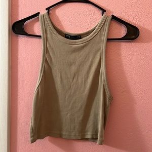 Tan cropped tank top
